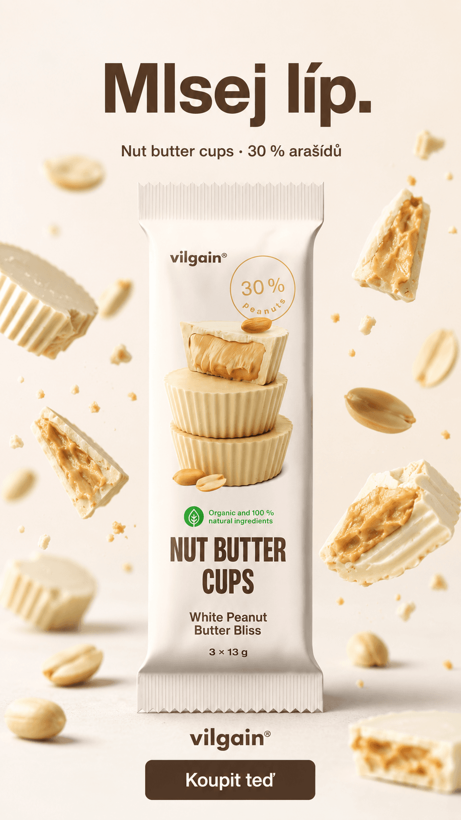 Sample Meta ad: nut butter cups, made in the L9 AI creative pipeline