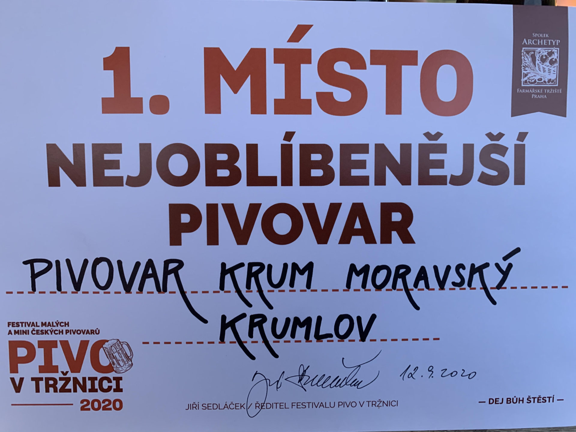 Diplom: 1. místo, Nejoblíbenější pivovar
